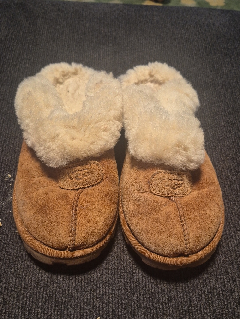 UGG Kids Chestnut Suede Sheepskin Clog Slippers